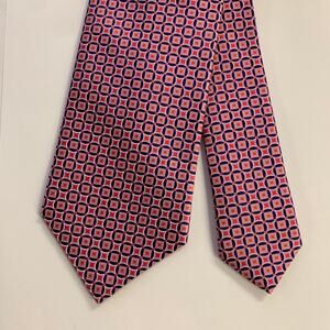 BRIONI Pink Navy Geometric Silk Tie